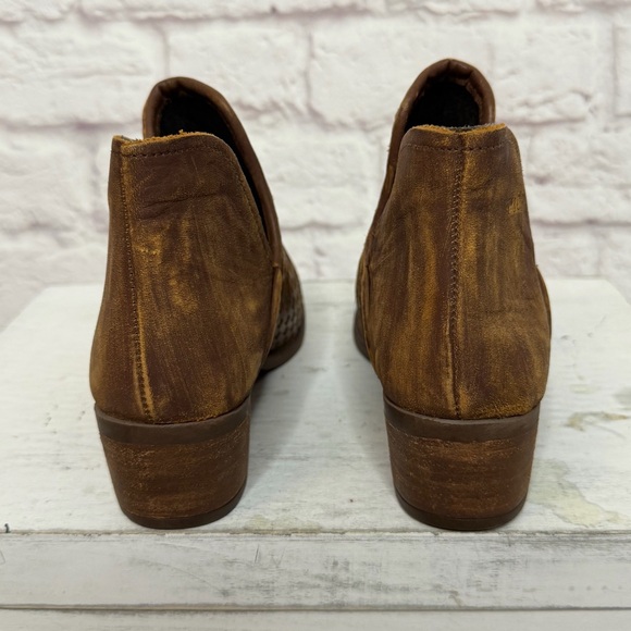 Musse & Cloud Brown Metallic Gold Leather Ankle Boots - Picture 4 of 12